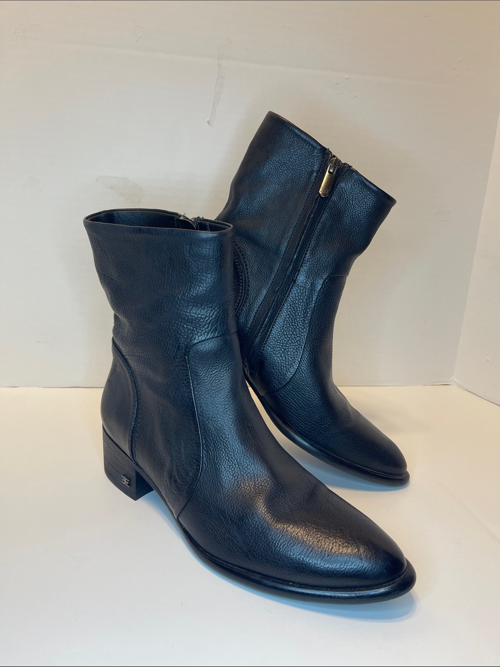 Sam Edelman Black Leather Ankle Booties with Side Zip